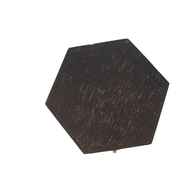 Handcrafted Marketry Inlay Wooden Jewelry Box With Brass Latch Hexagonal - Picture 8 of 9